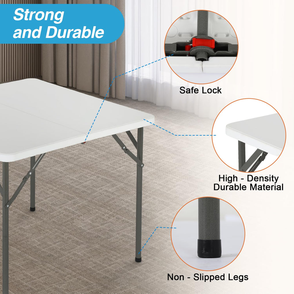 34" White Portable Plastic Folding Table Q755