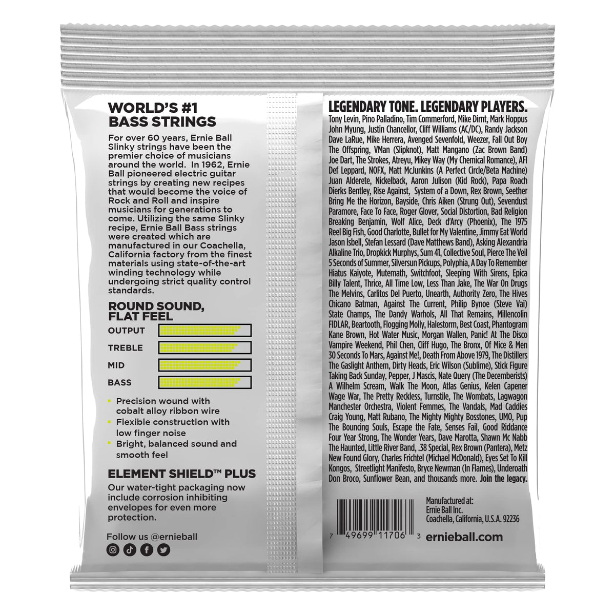 Flatwound Short Scale Electric Bass Strings 45-105 Gauge N8651