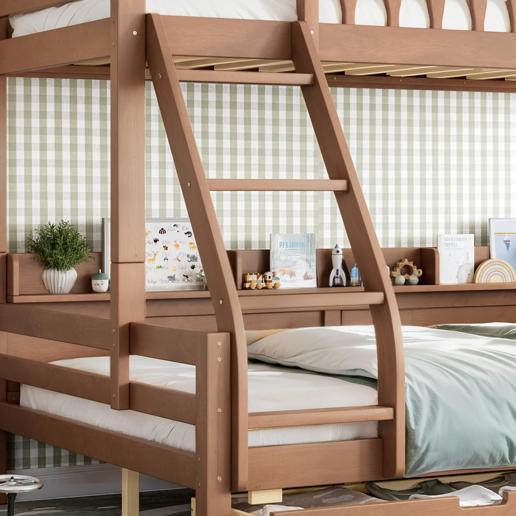 Twin Over Full Size Wooden Bunk Bed with Drawers & Ladder G13175