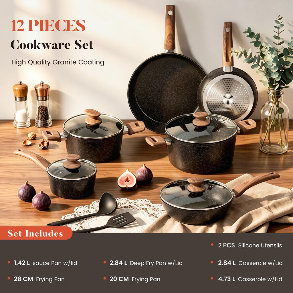 12 Pcs Non Stick Induction Cookware Set T653145