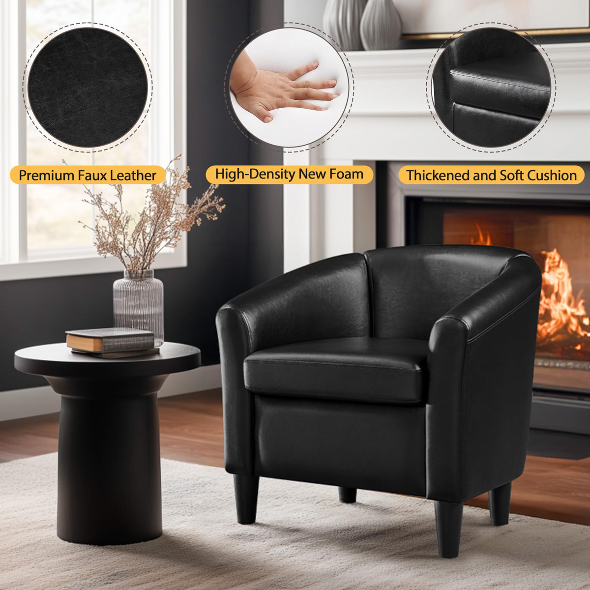 Black Faux Leather Accent Chair G561