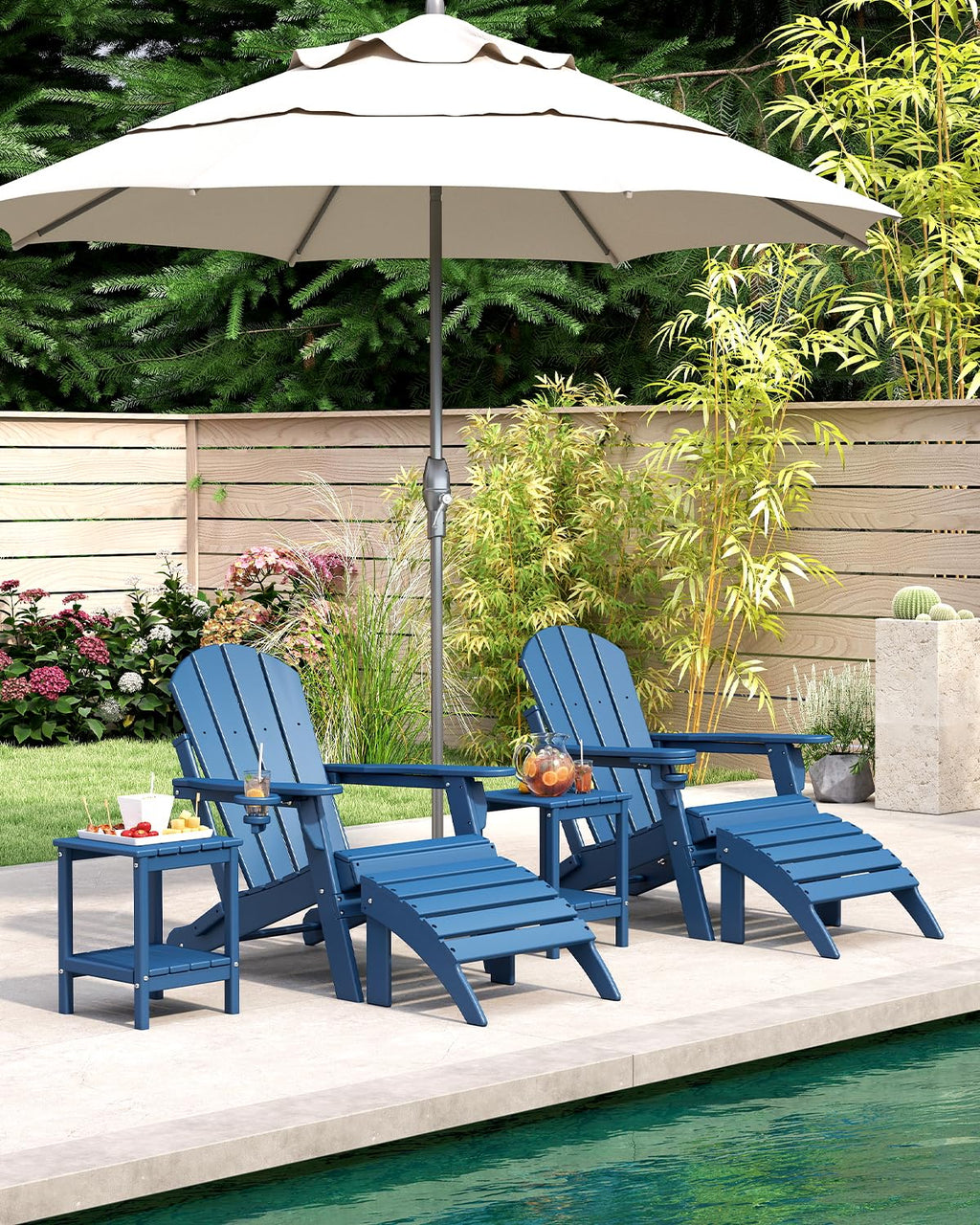 Folding Adirondack Chairs Set of 2 Blue HDPE G982657
