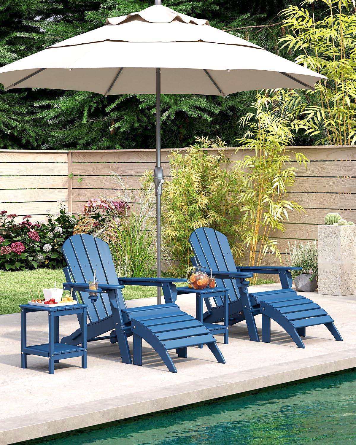Folding Adirondack Chairs Set of 2 Blue HDPE G982657