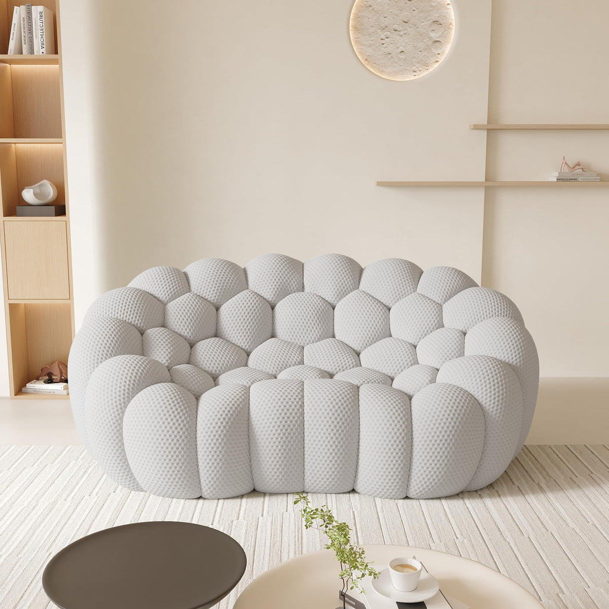 Light Gray Curved Upholstered Sofa E63364