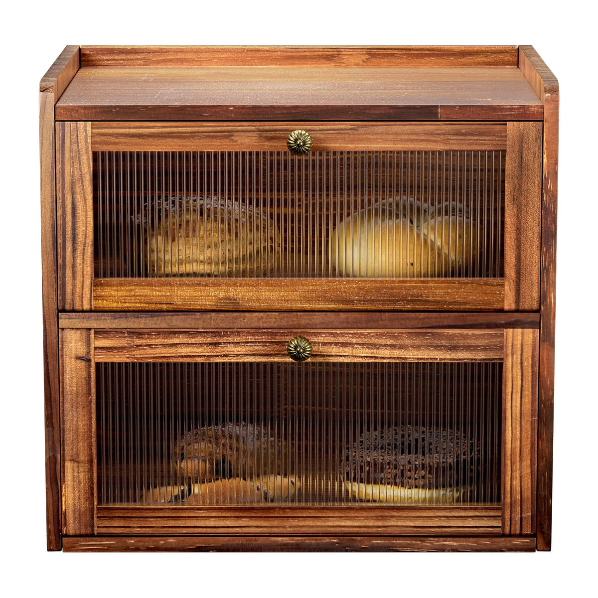 Wooden 2 Layer Bread Box with Window B717