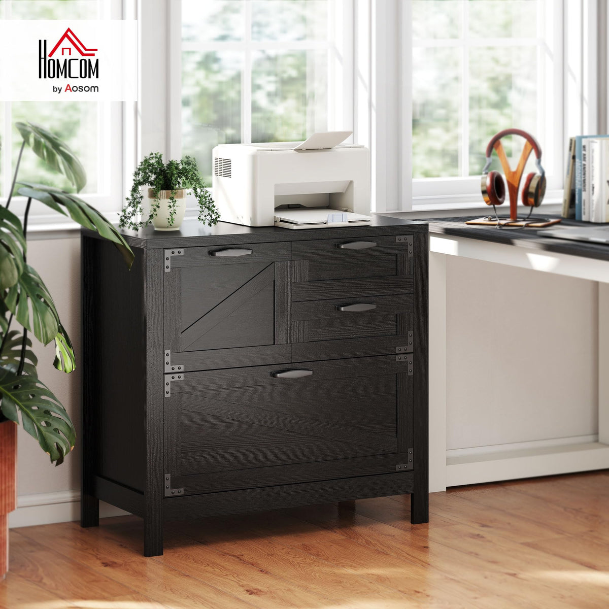 Black 4 Drawer File Cabinet Y452
