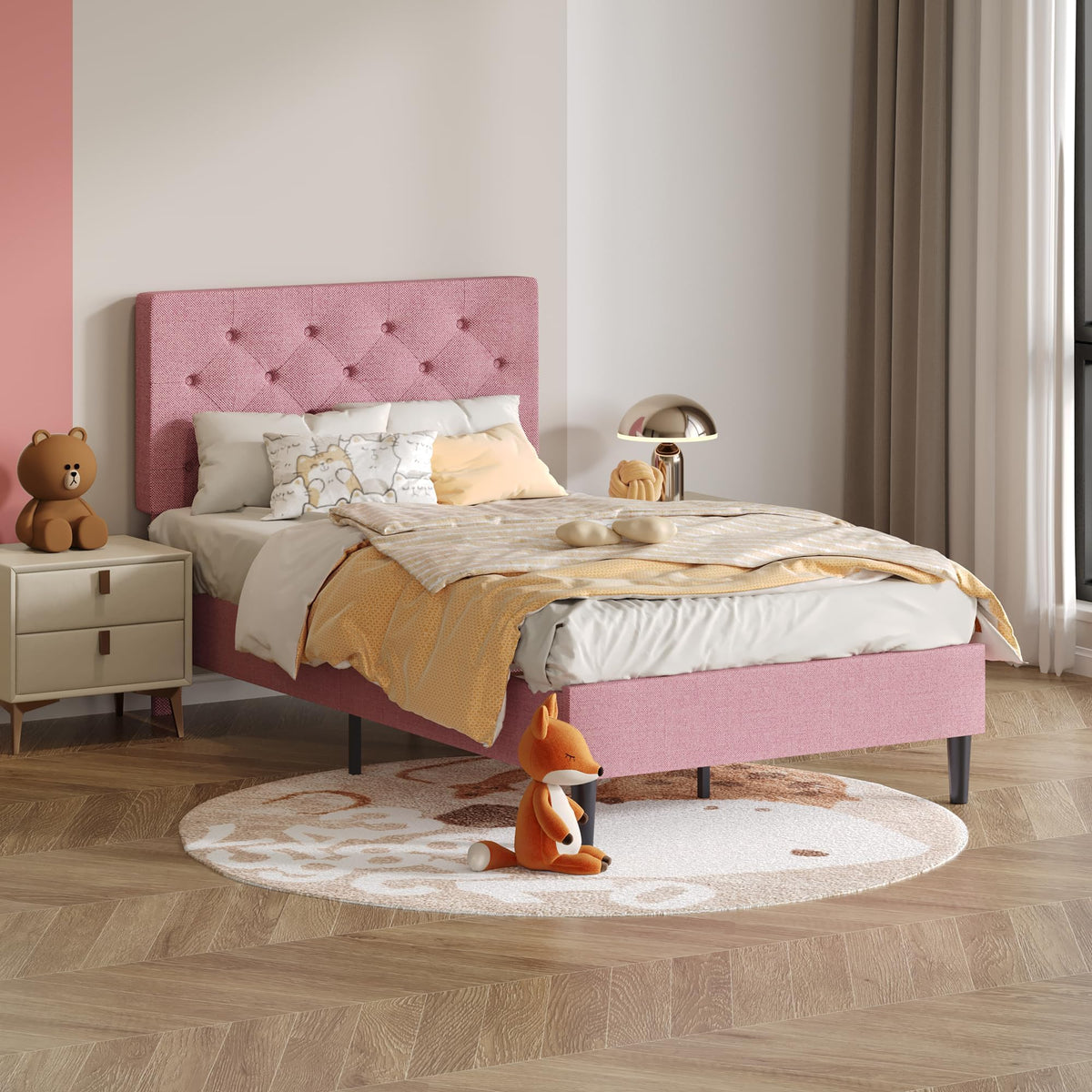 Twin Upholstered Platform Bed S907996