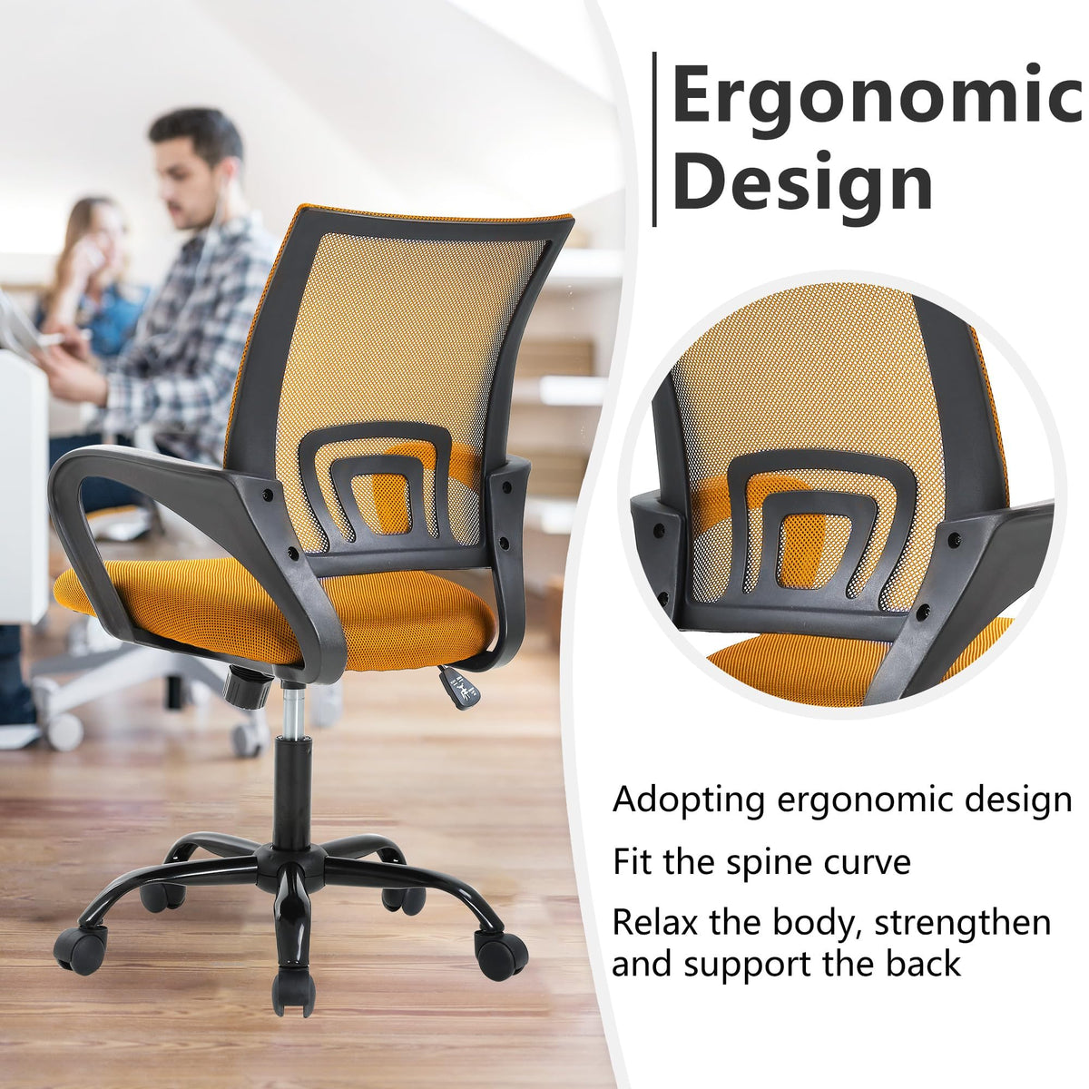 Orange Mesh Ergonomic Office Chair T22967