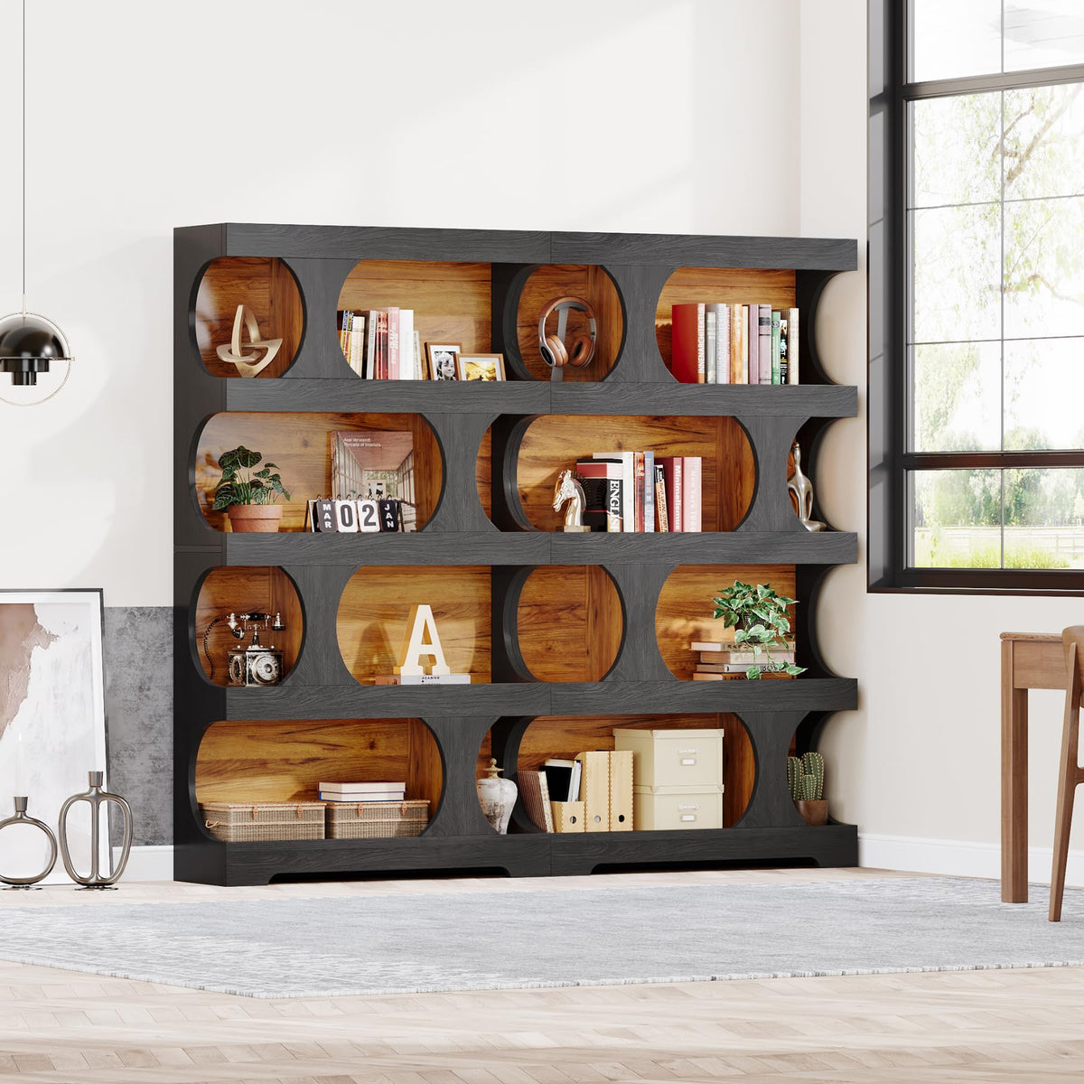 71" Tall 4-Tier S-Shaped Wood Bookcase Z96958