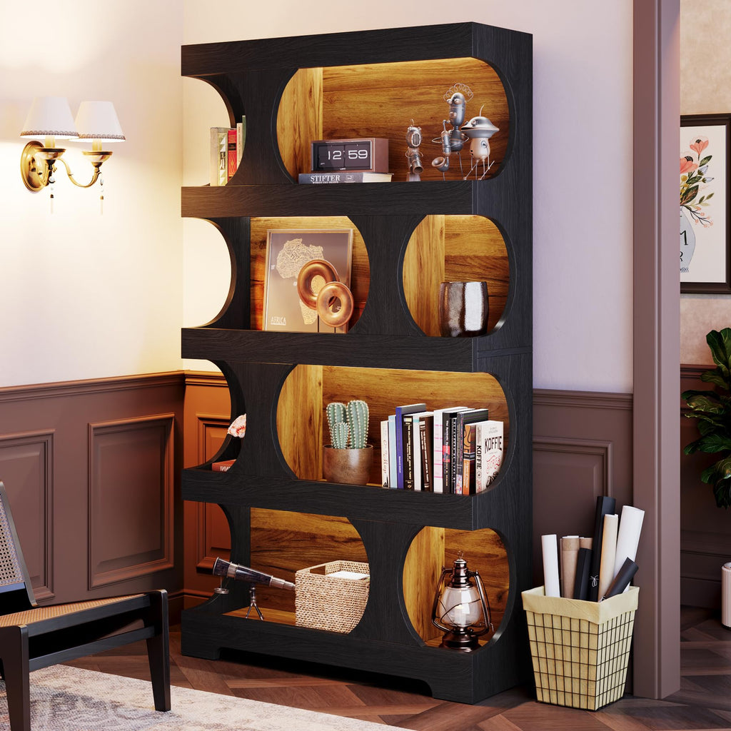 71" Tall 4-Tier S-Shaped Wood Bookcase Z96958