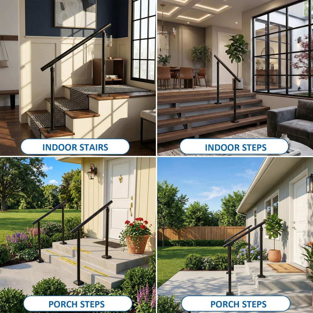 Aluminum Round Handrail for Steps & Stairs, 3ft D90666