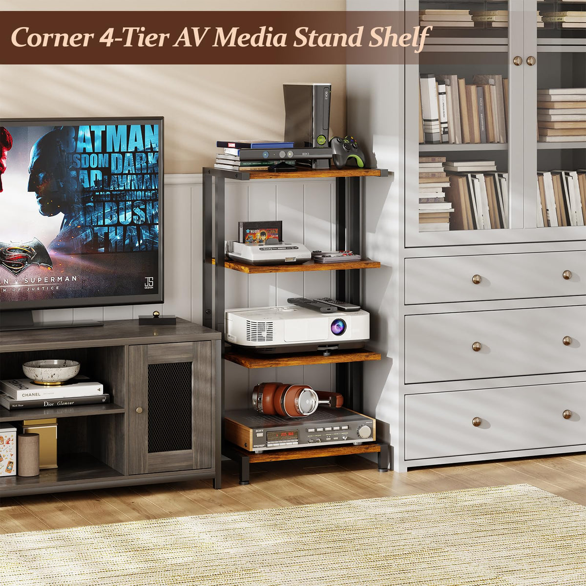 4-Tier Wooden AV Media Stand J62148