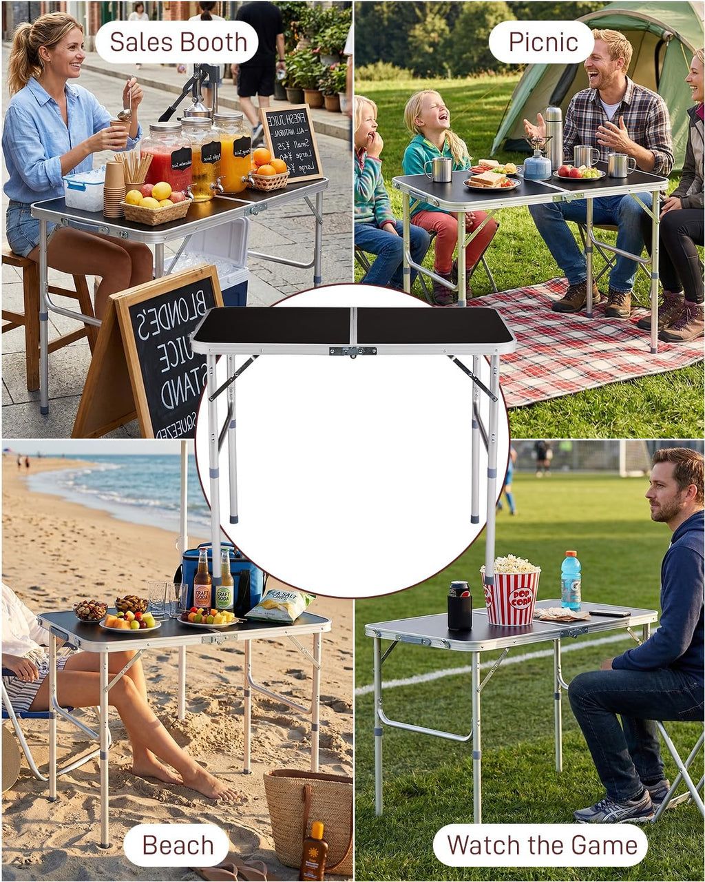 Portable Folding Camping Table Black W2393