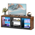Rustic Brown 58-Inch TV Stand with Adjustable Glass Shelves H286