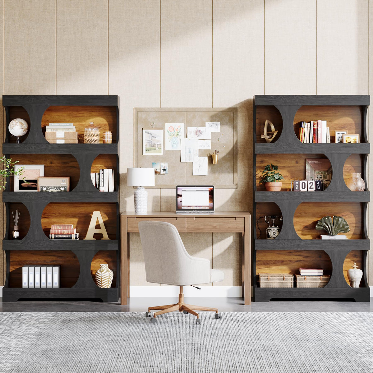 71" Tall 4-Tier S-Shaped Wood Bookcase Z96958