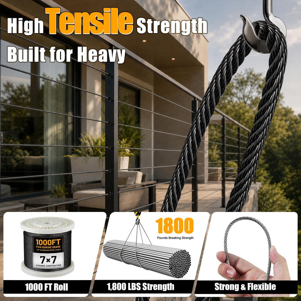 1/8" Stainless Steel Cable 1000FT T316 Wire Rope B4141