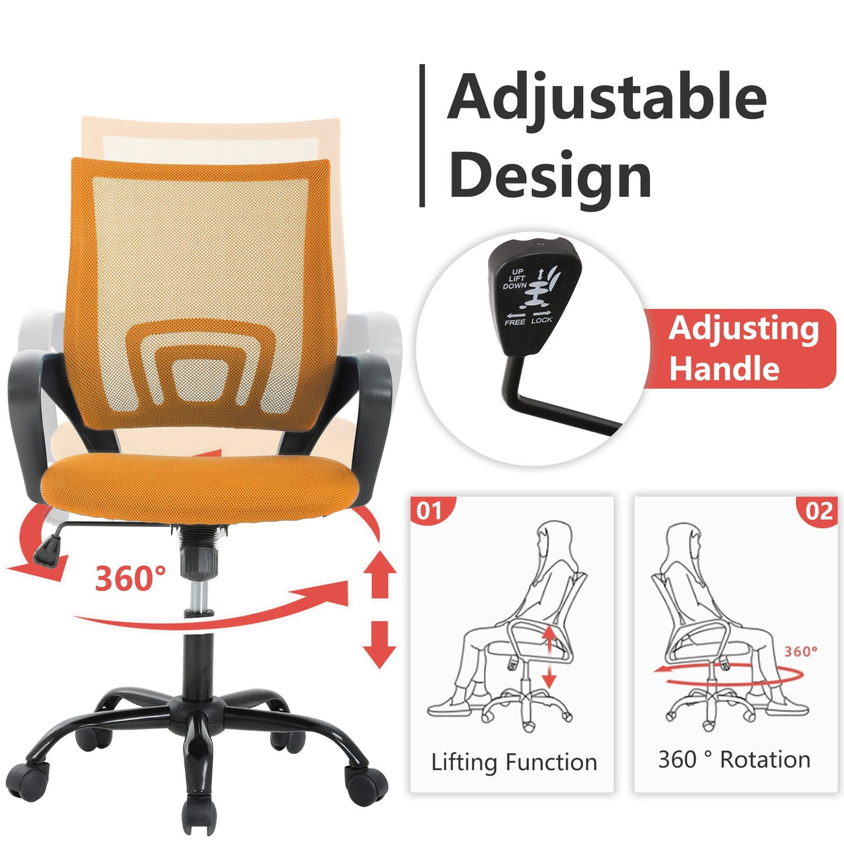 Orange Mesh Ergonomic Office Chair T22967