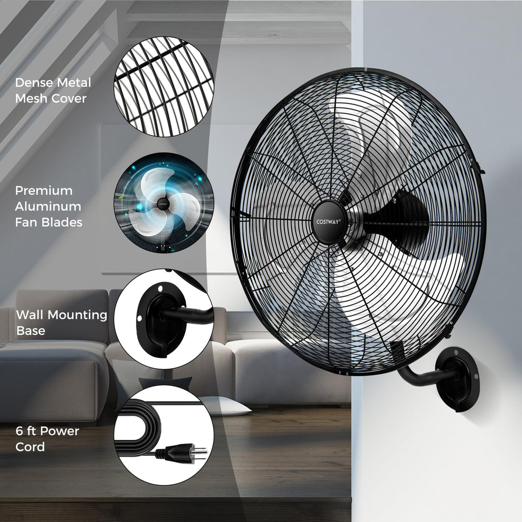 20-inch 3 Speed Metal Wall Mount Fan V8476