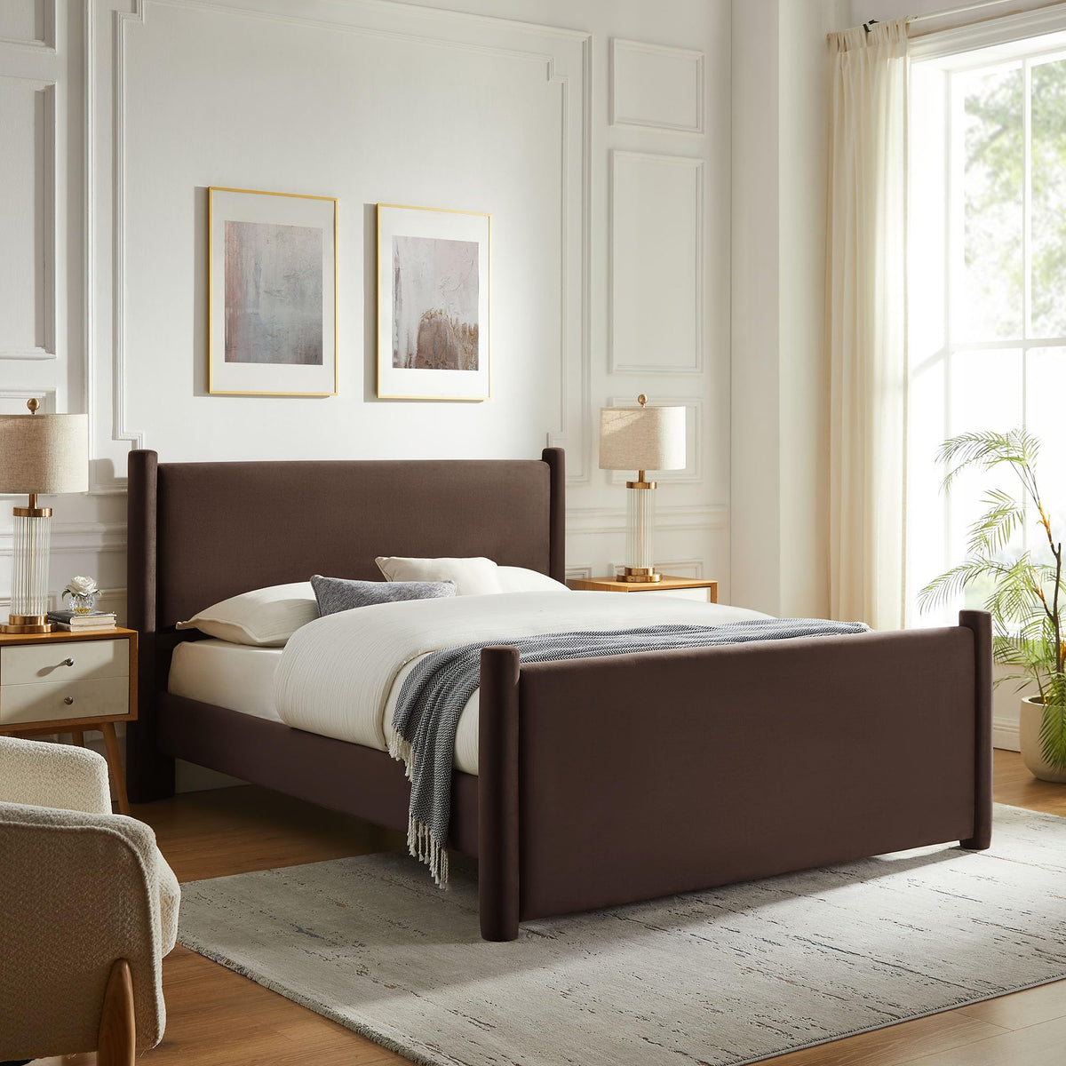 King Size Upholstered Platform Bed Frame with Headboard and Footboard O201141