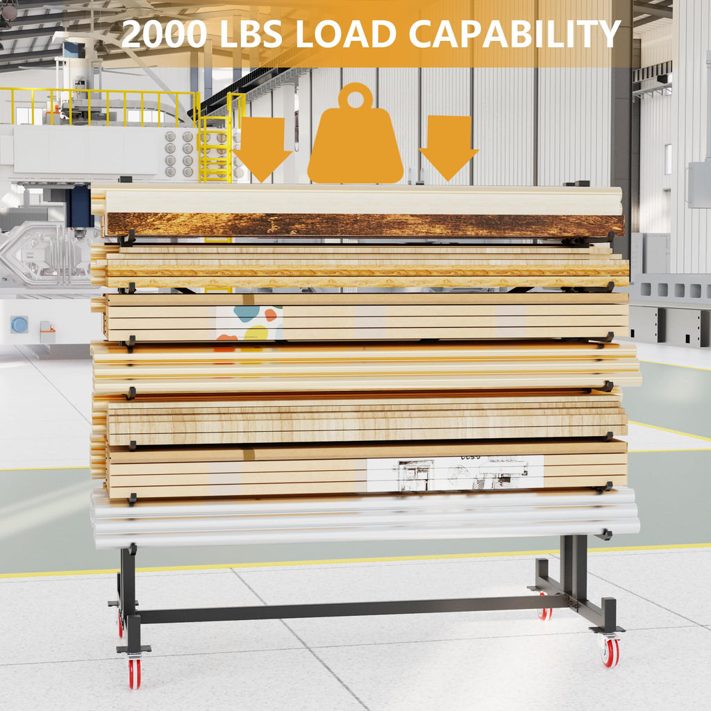 Heavy-Duty 2000LBS 7-Tier Rolling Lumber Storage Rack R30164