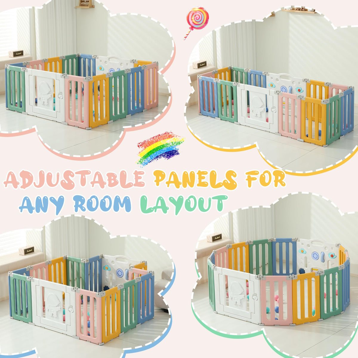 Foldable Colorful Baby Playpen L249231