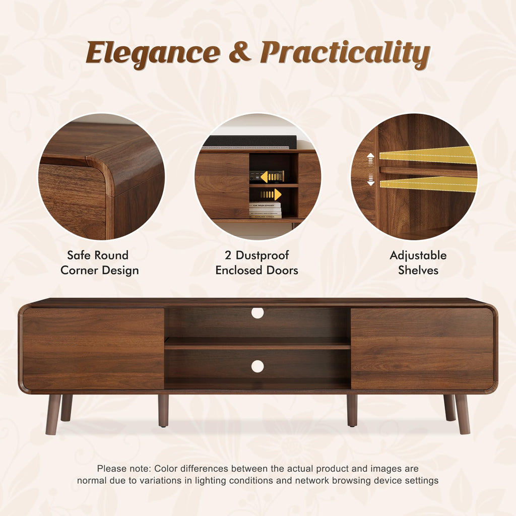 70" Mid Century Modern TV Stand with Storage A13163