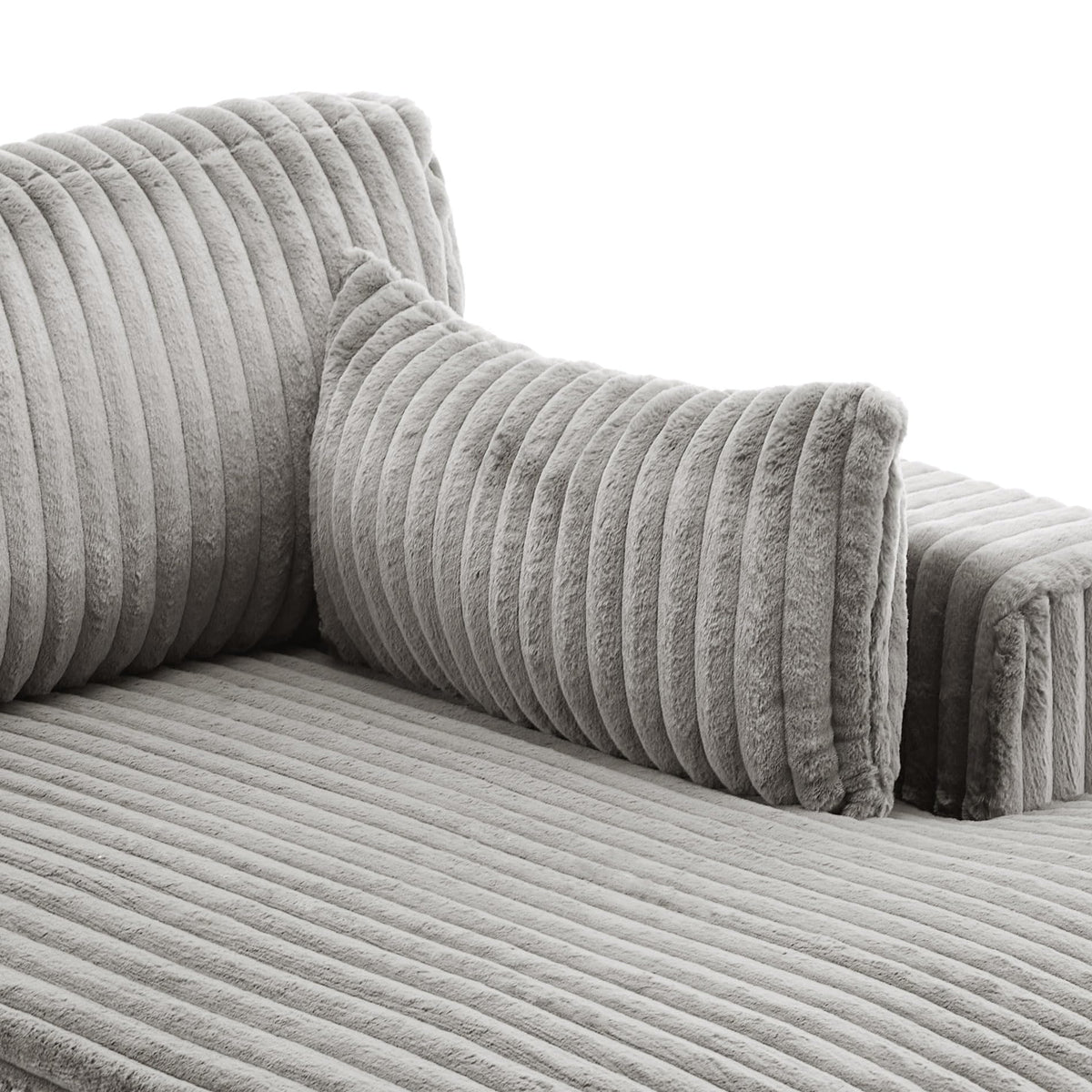 Oversized Faux Fur Upholstered Chaise Lounge Chair with Left Armrest M4899