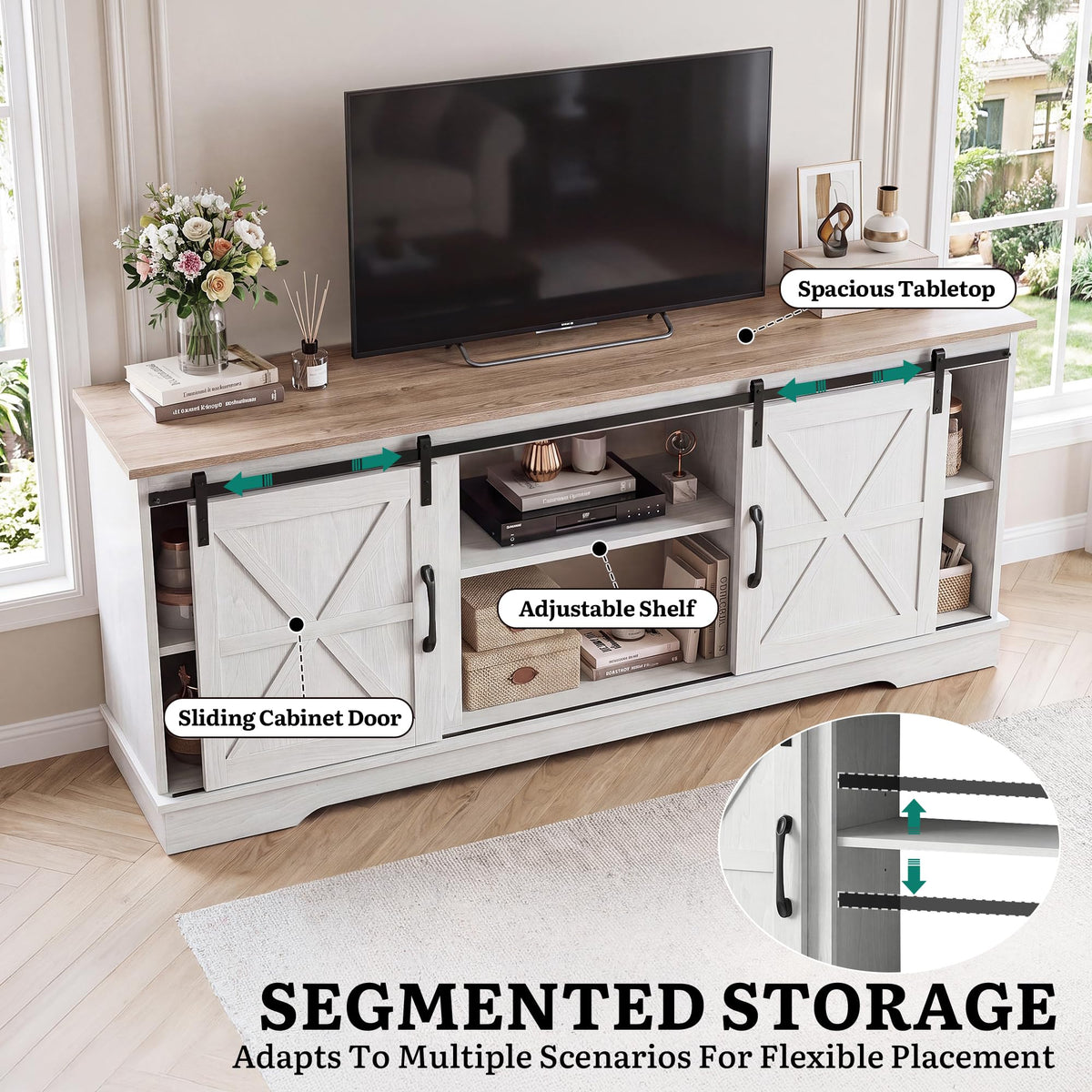 White Grey Wash TV Stand R77542