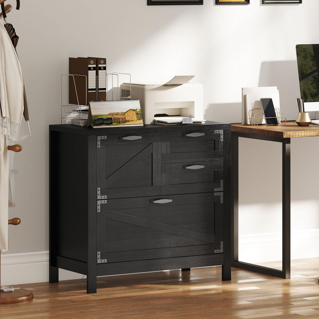 Black 4 Drawer File Cabinet Y452