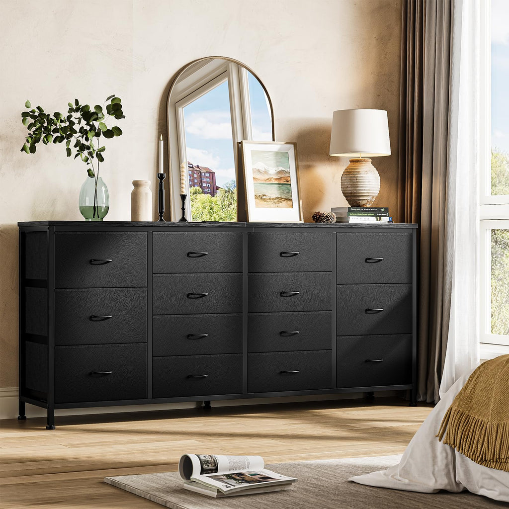 Black 14 Drawer Dresser TV Stand E7020