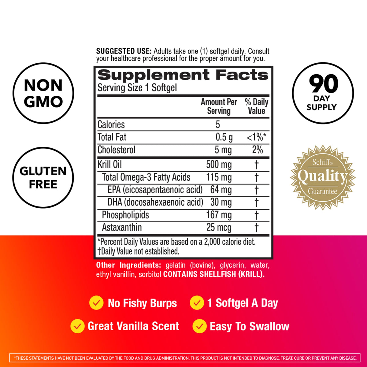 500mg Omega 3 Krill Oil Softgels 90ct D433190