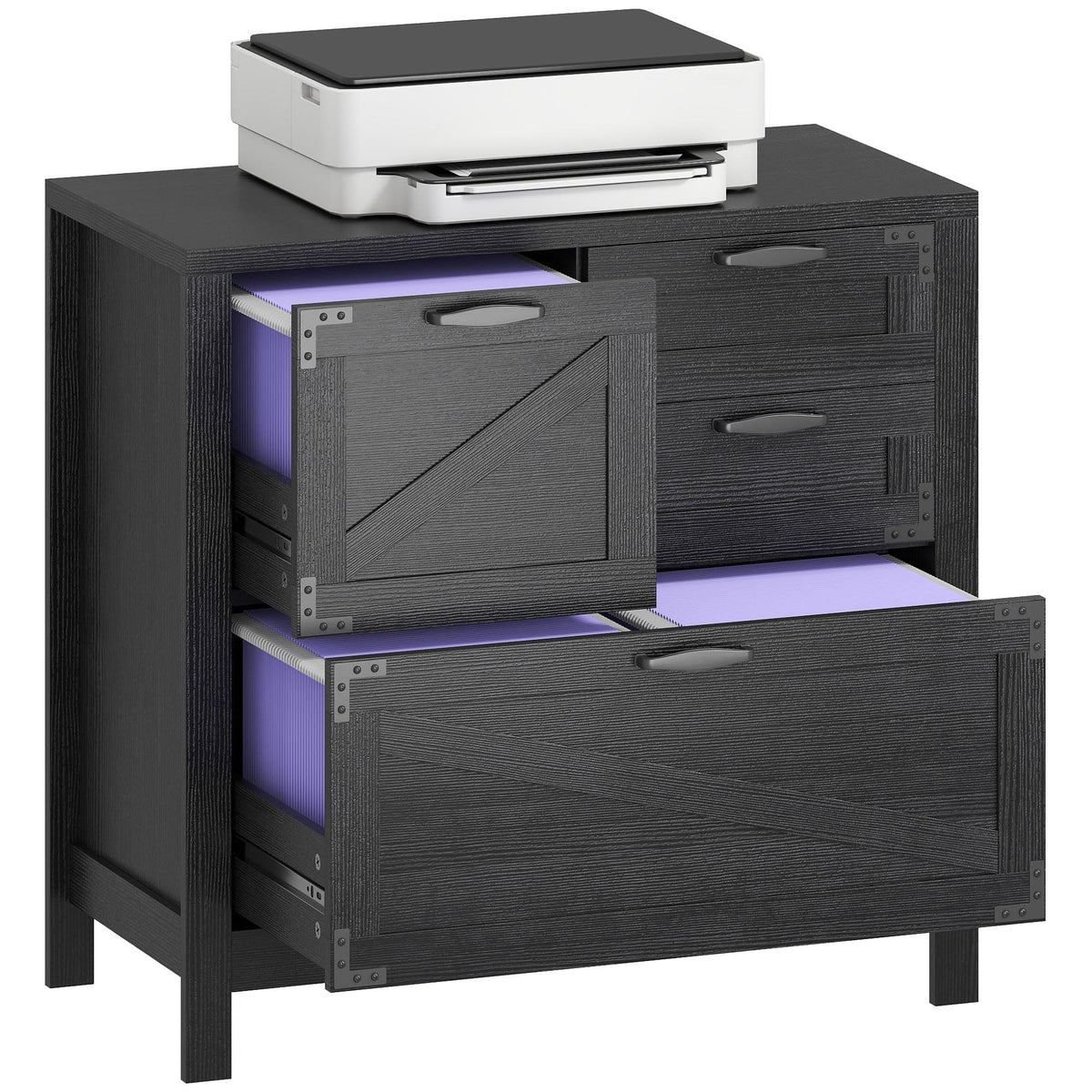 Black 4 Drawer File Cabinet Y452