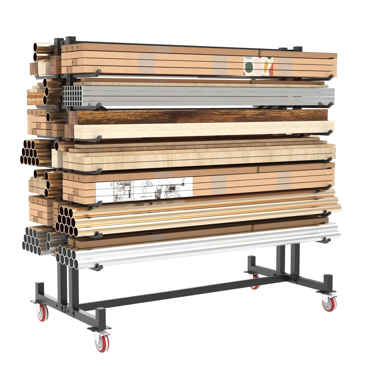 Heavy-Duty 2000LBS 7-Tier Rolling Lumber Storage Rack R30164