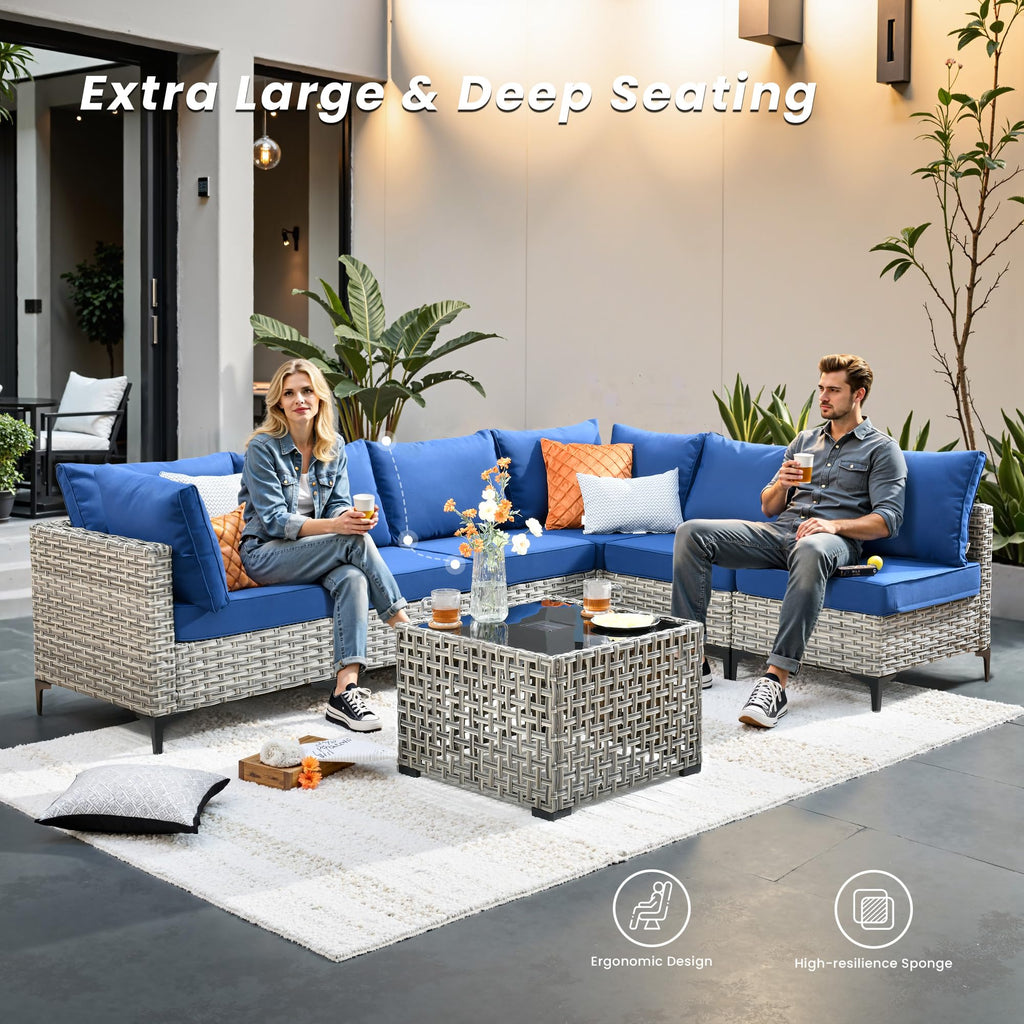 5 PCS Rattan Patio Conversation Set with Coffee Table J579