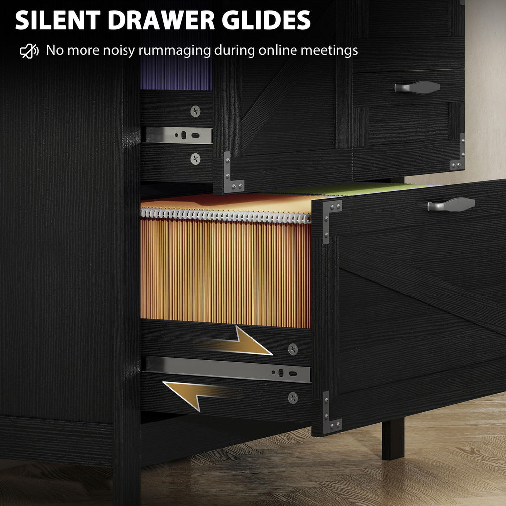 Black 4 Drawer File Cabinet Y452