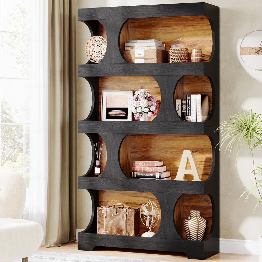 71" Tall 4-Tier S-Shaped Wood Bookcase Z96958