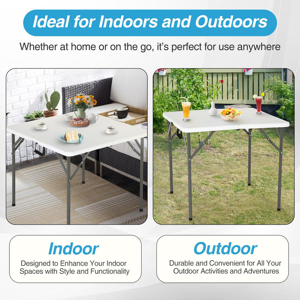 34" White Portable Plastic Folding Table Q755