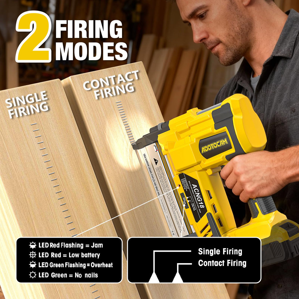 Cordless 2" Brad Nailer, 2 in 1 Electric Nail Gun/Staple Gun, 18GA Battery Powered A6023
