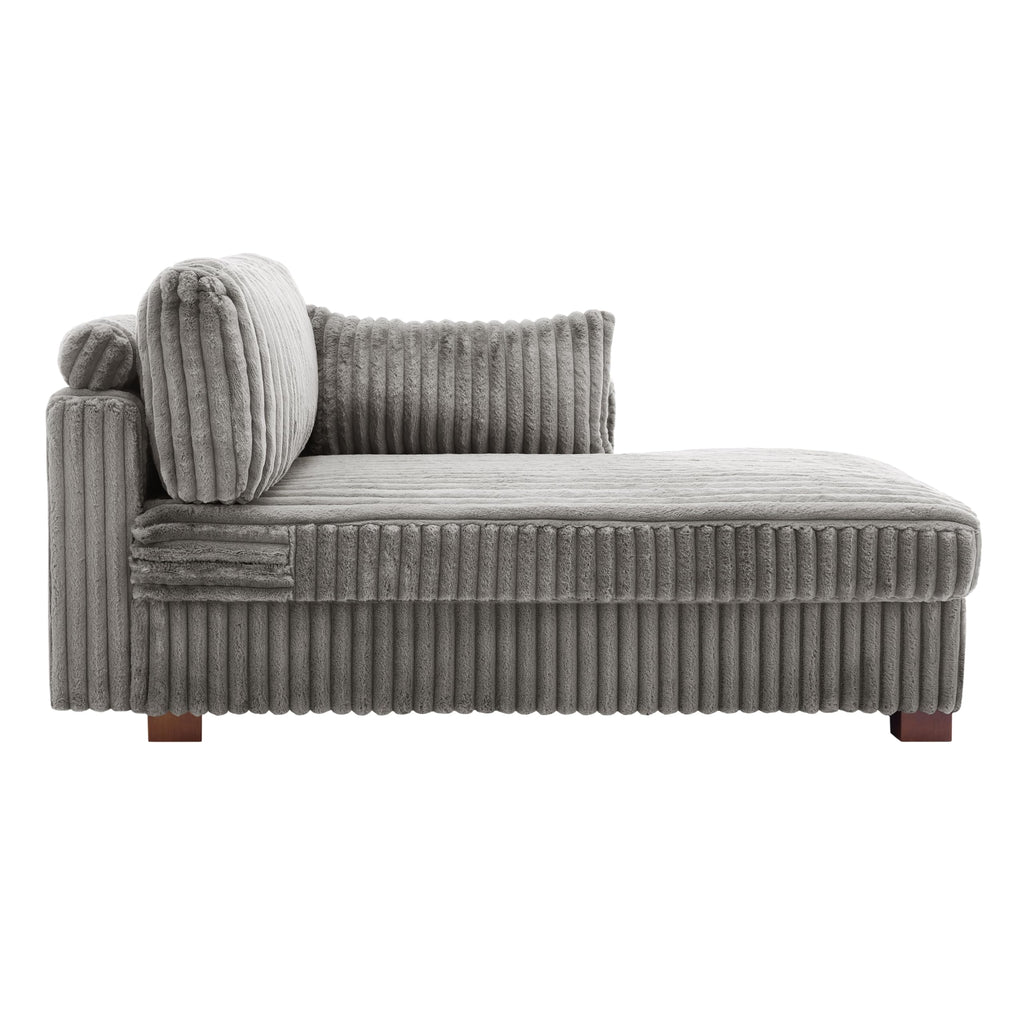 Oversized Faux Fur Upholstered Chaise Lounge Chair with Left Armrest M4899
