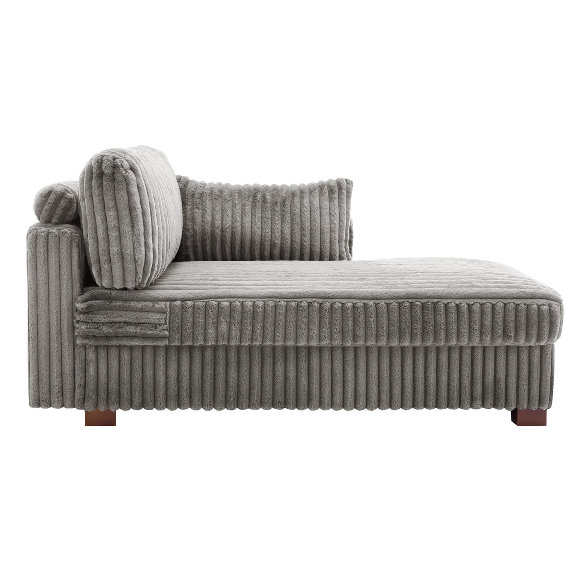 Oversized Faux Fur Upholstered Chaise Lounge Chair with Left Armrest M4899
