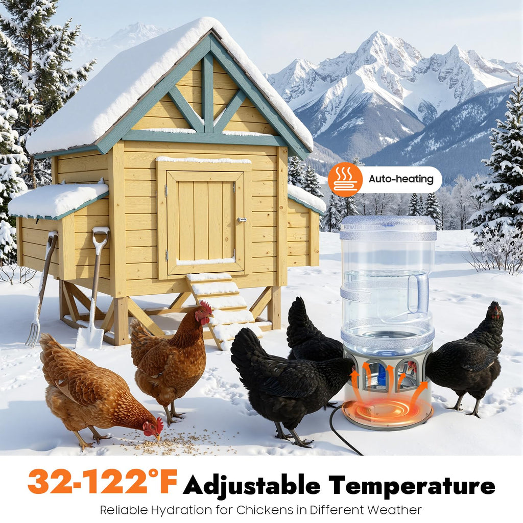 5 Gal Heated Chicken Waterer 80W Adjustable Temperature K595