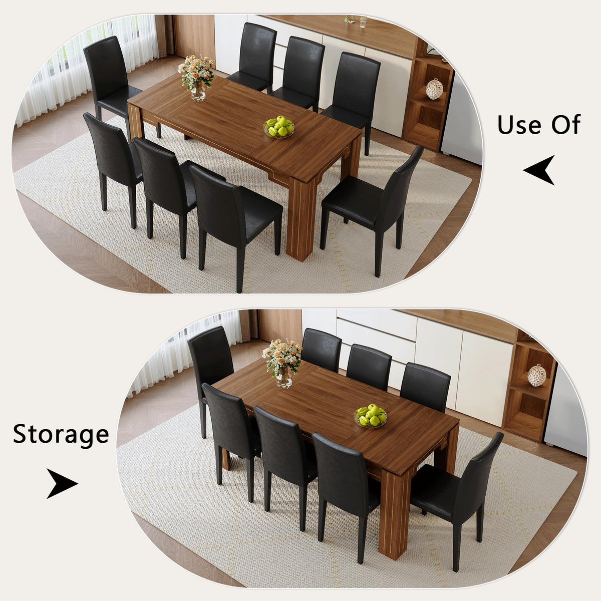 9 Piece Dining Table Set with 8 Pu Leather Chairs K1847