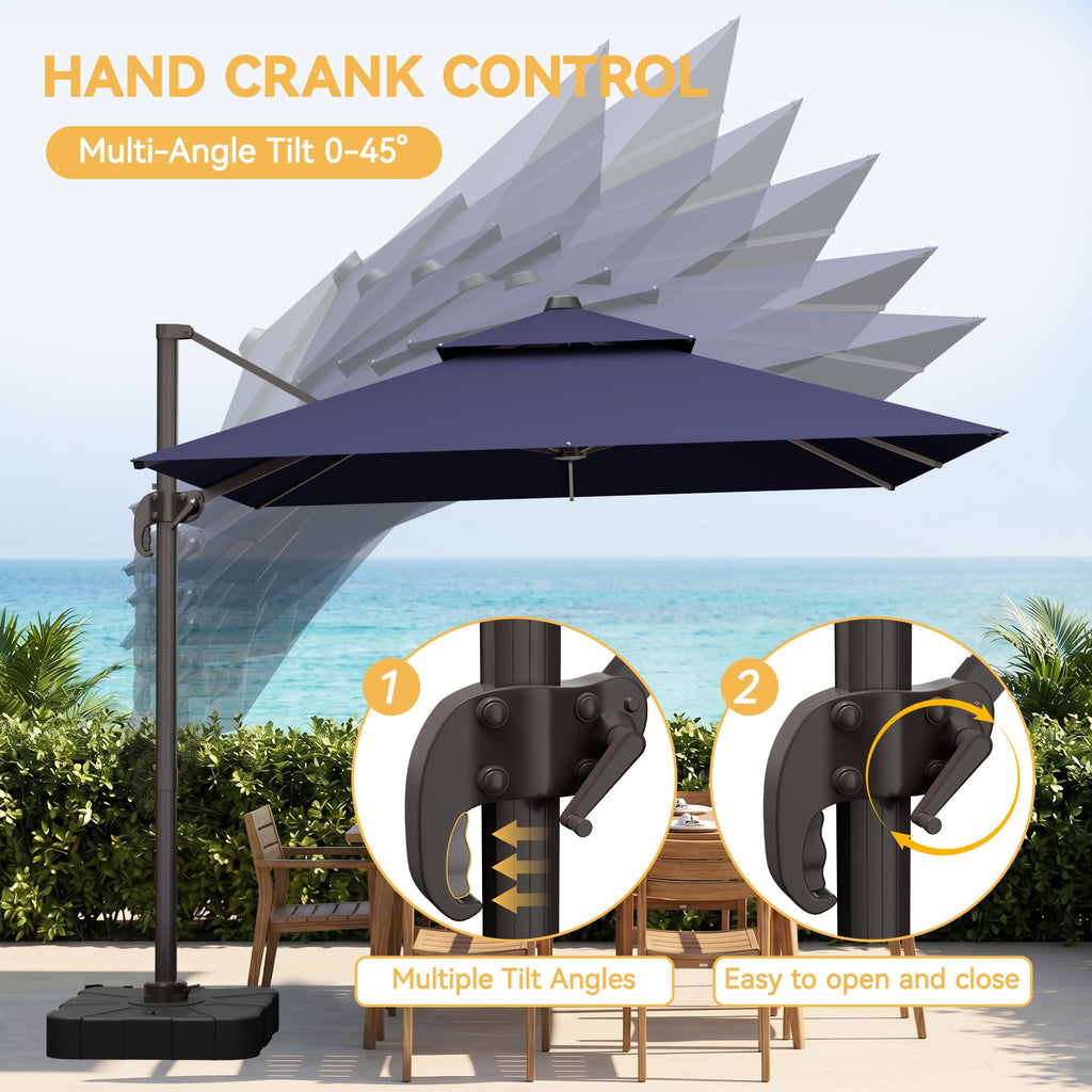 10x13 FT Cantilever Patio Umbrella with Base B68996