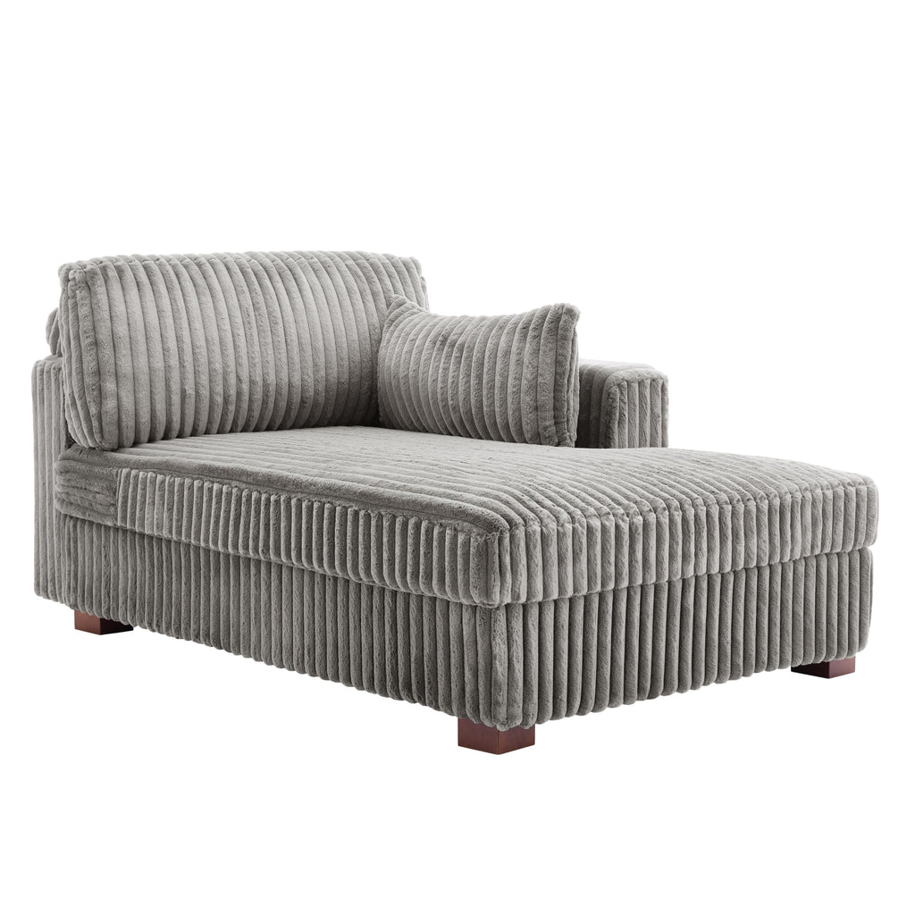 Oversized Faux Fur Upholstered Chaise Lounge Chair with Left Armrest M4899