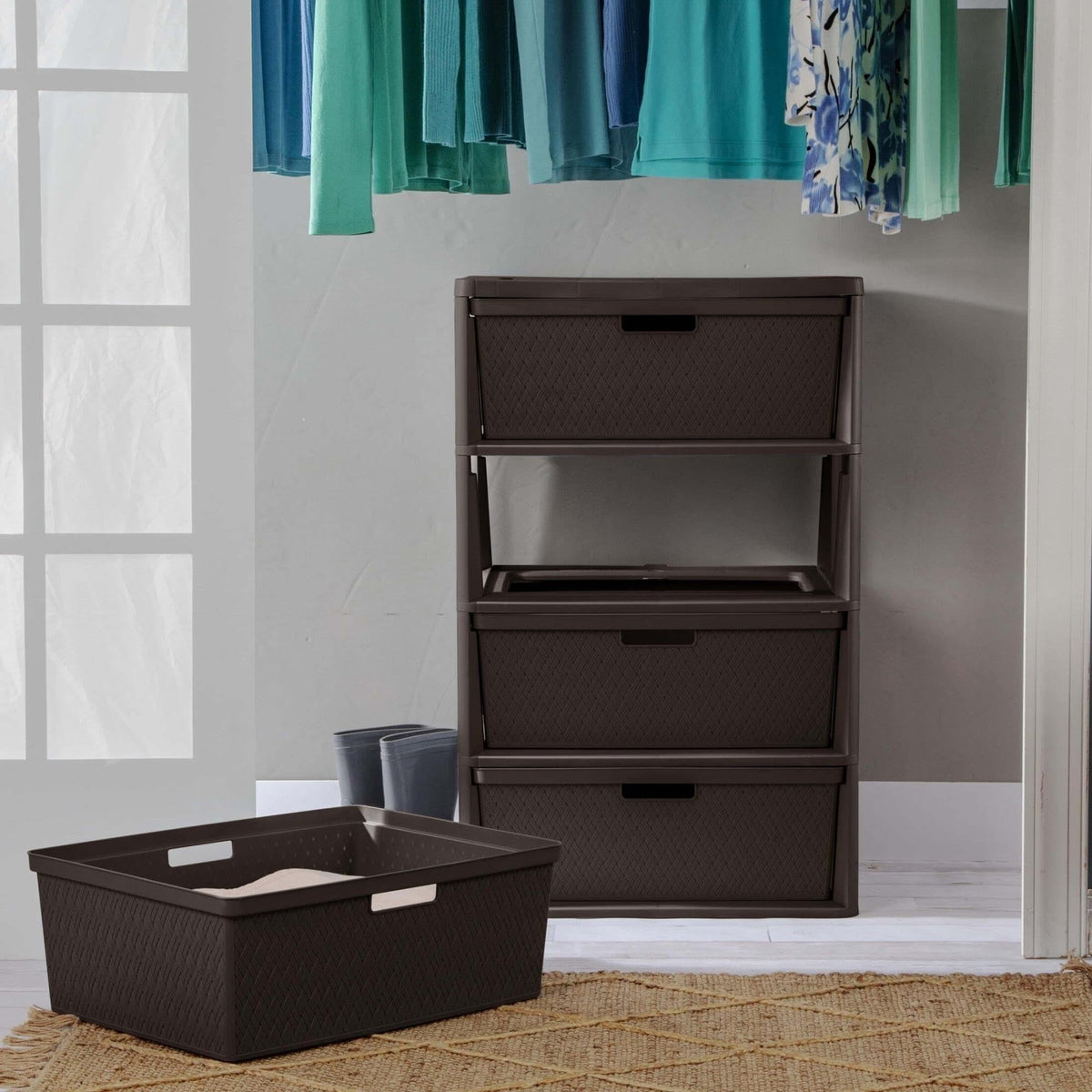 Brown 4 Drawer Storage Tower I298884