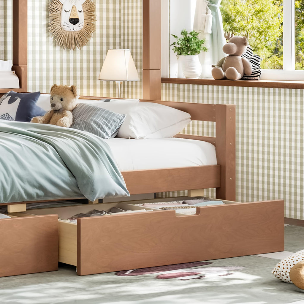Twin Over Full Size Wooden Bunk Bed with Drawers & Ladder G13175