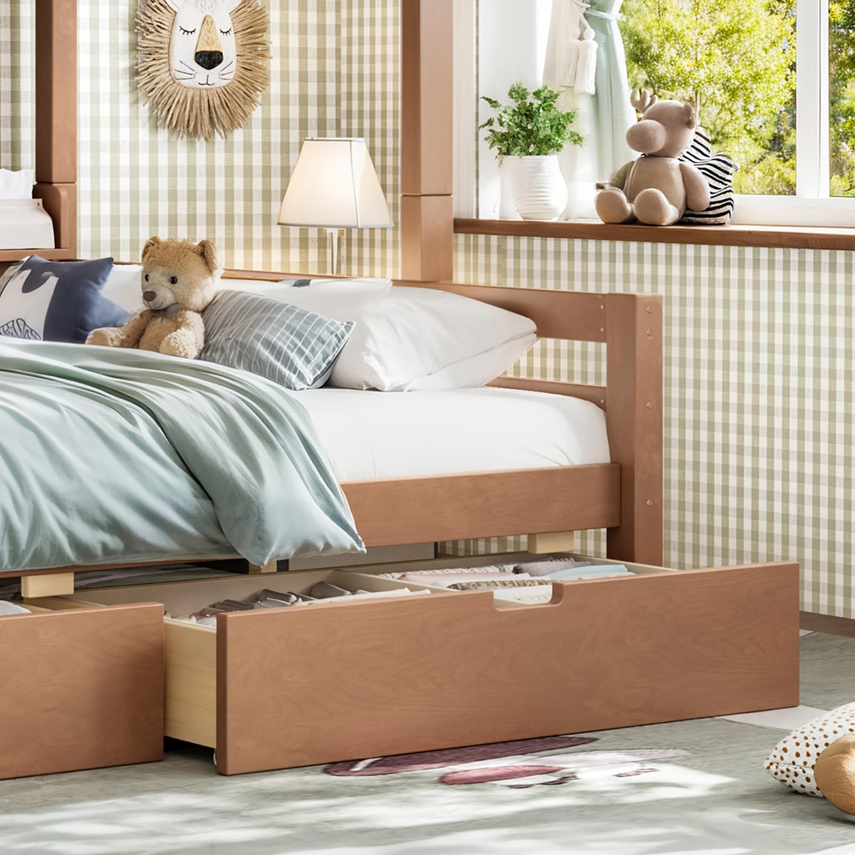 Twin Over Full Size Wooden Bunk Bed with Drawers & Ladder G13175