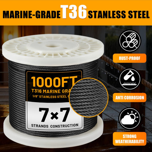 1/8" Stainless Steel Cable 1000FT T316 Wire Rope B4141