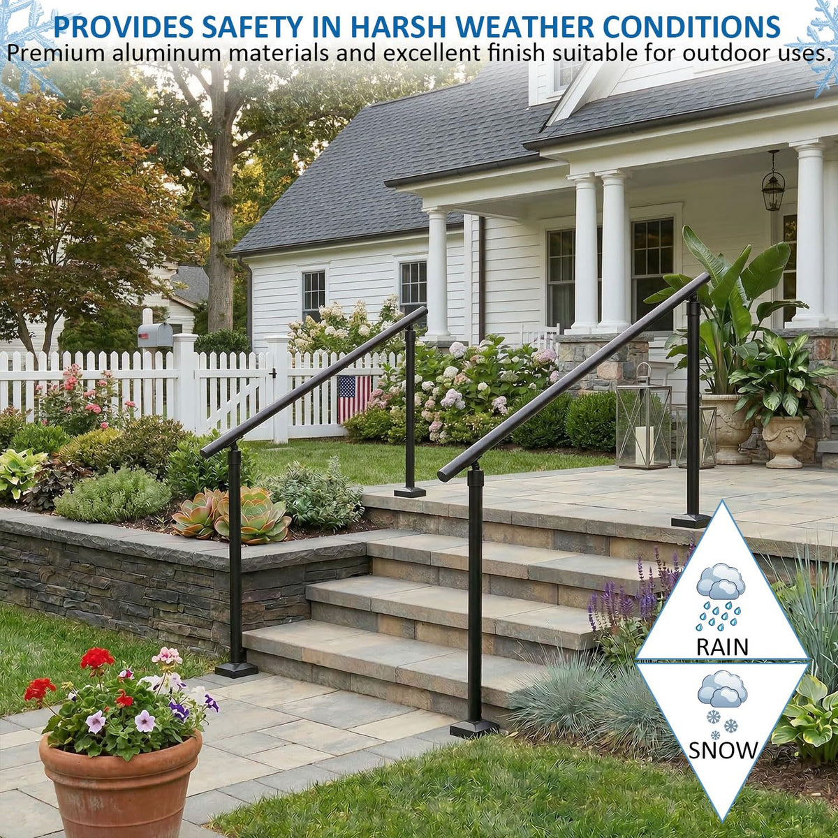 Aluminum Round Handrail for Steps & Stairs, 3ft D90666