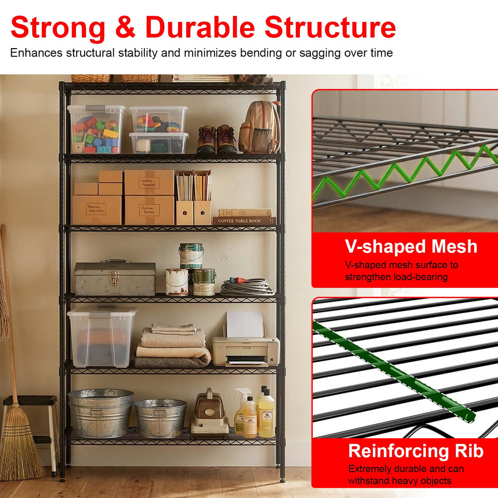 6-Tier Wire Shelf with Wheels C405